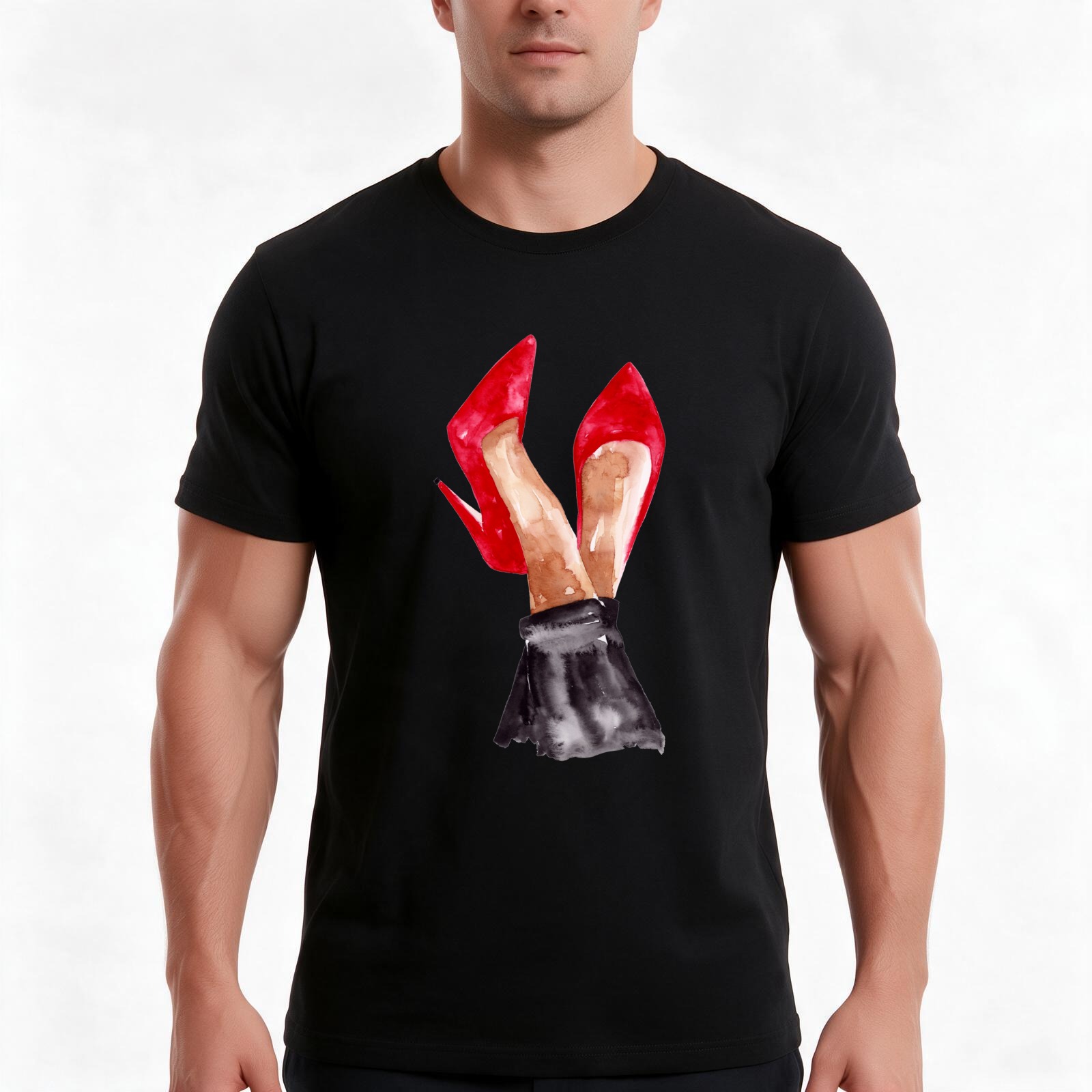 Men Shoes Illustration - T-shirt con illustrazione ad acquerello di